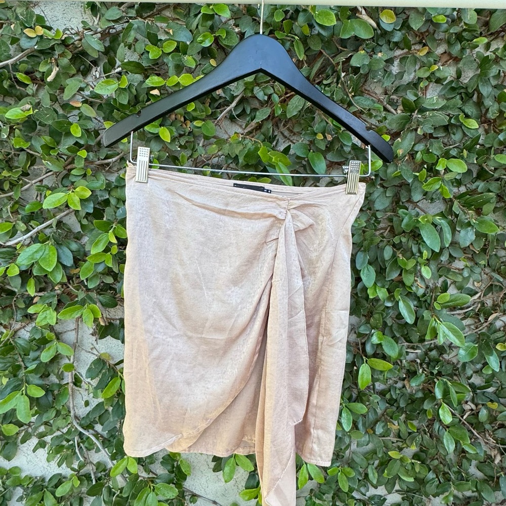 PrettyLittleThing Asymmetrical Cream Skirt